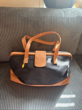 Elizabeth Arden Faux Ostrich Canvas Tote - Classic Two-Tone Carryall